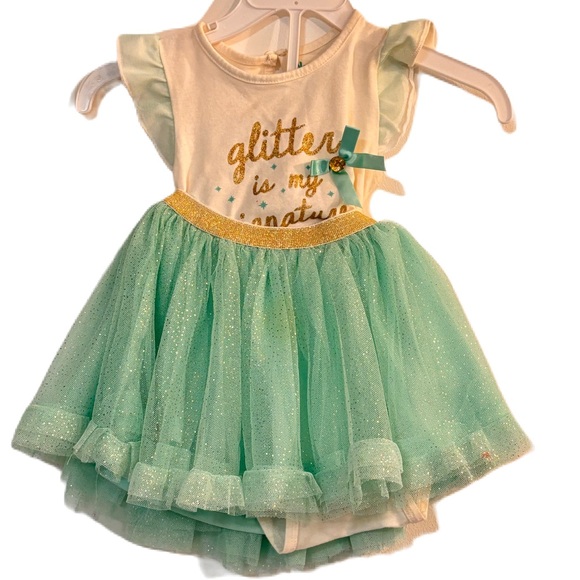 Teal and gold tulle outfit. Onesies and a sparkle tulle skirt size 18 months - Picture 4 of 9